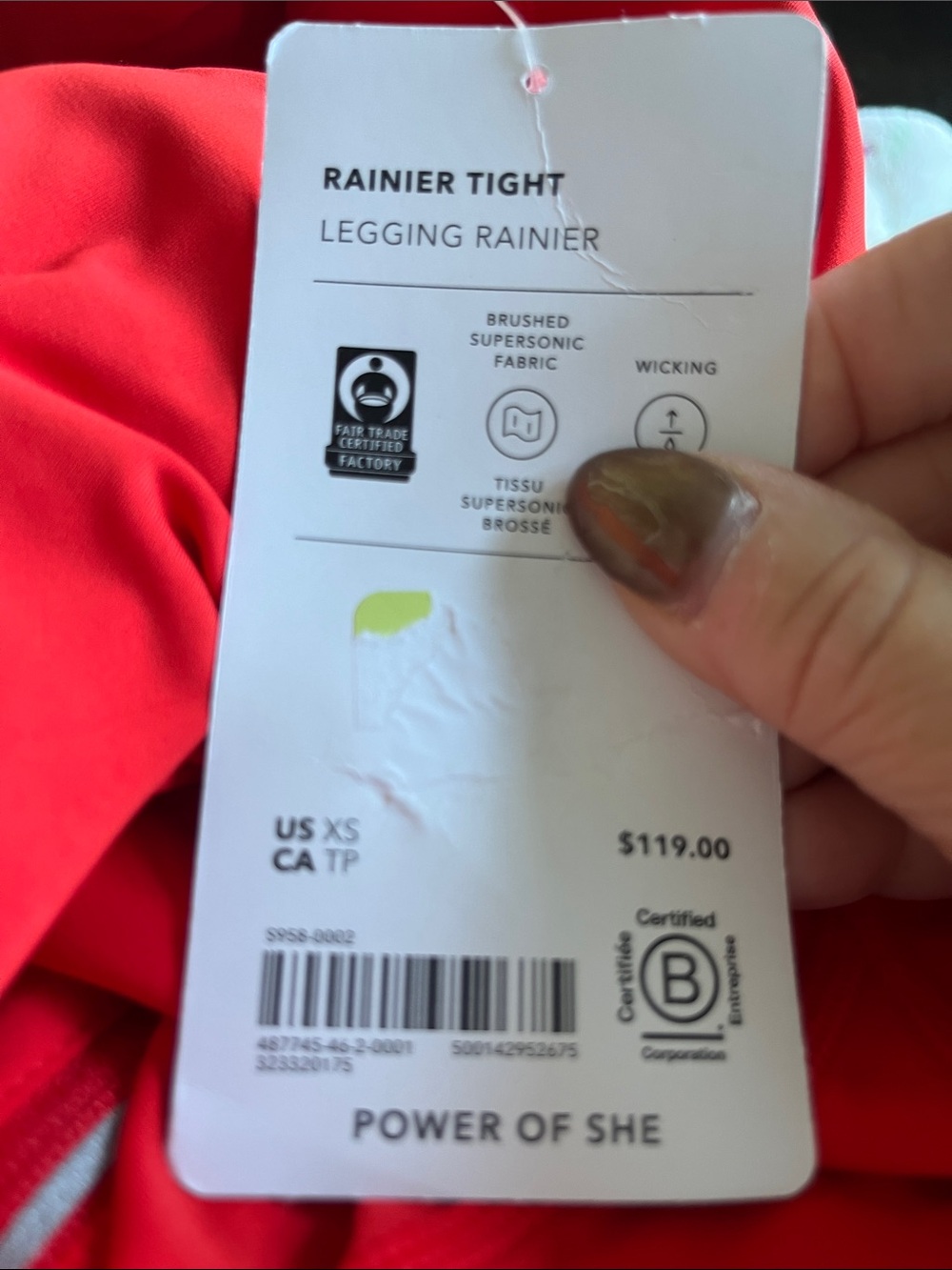 NWT-Athleta Cardinal  Rainer Tight, Extra Small - Picture 4 of 6